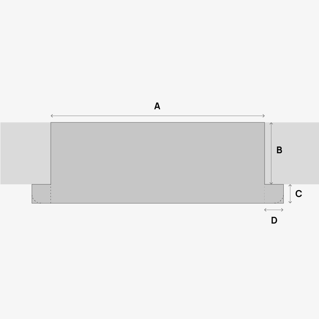 Fensterbank Holz Eiche eckig + Aussparung 2 Technische Zeichnung für das Ausmessen einer Fensterbank innen nach Maß mit Ausklinkung.