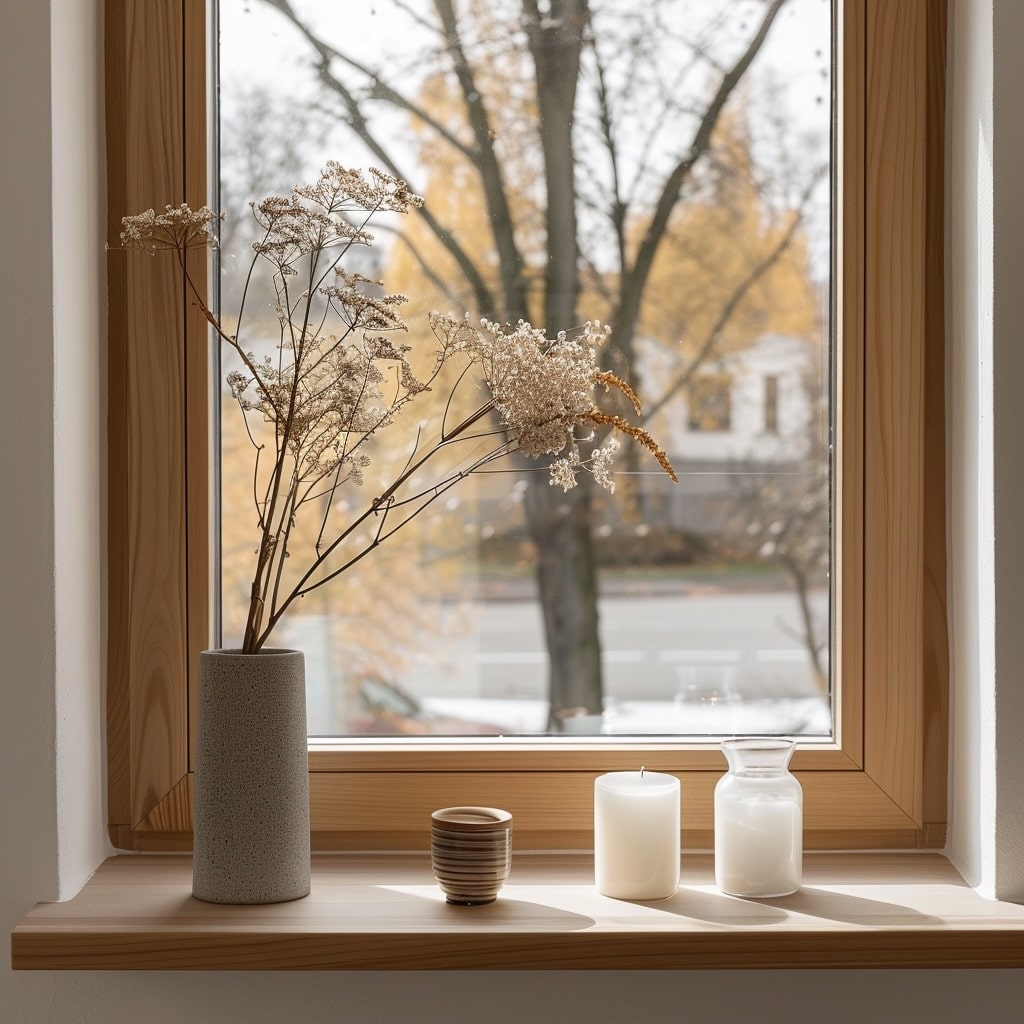 fensterbank-holz-eiche-innen-holzfensterbänke-weiss-altbau-sanierung-dekoration-min Holz Fensterbank für innen aus Eiche mit Aussparung und Überstand vorne.Dekorationsbeispiel.