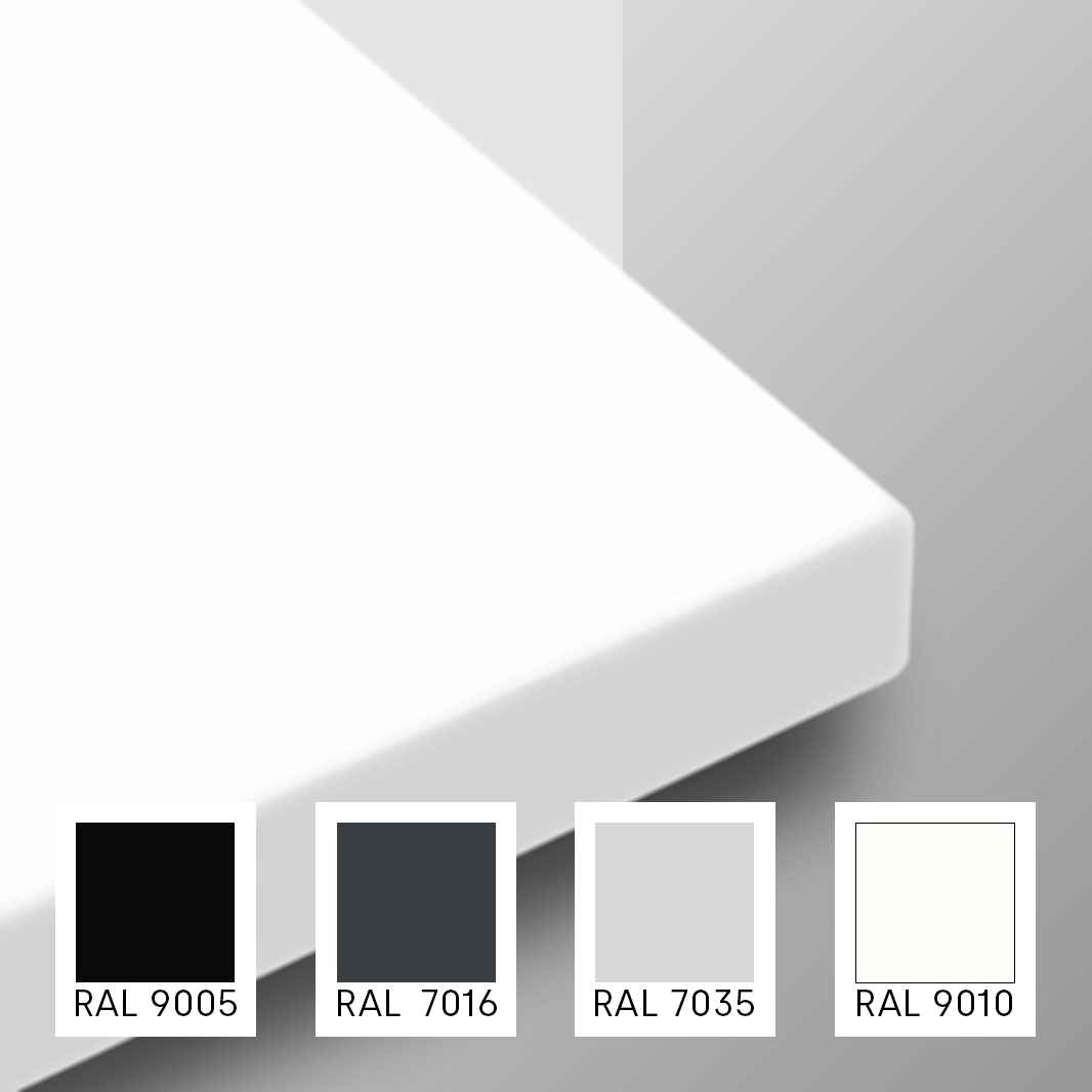 Fensterbank RAL-Ton eckig 1 Fensterbank aus Holz nach Maß in RAL7016, RAL 9005, RAL 7035, RAL 9010
